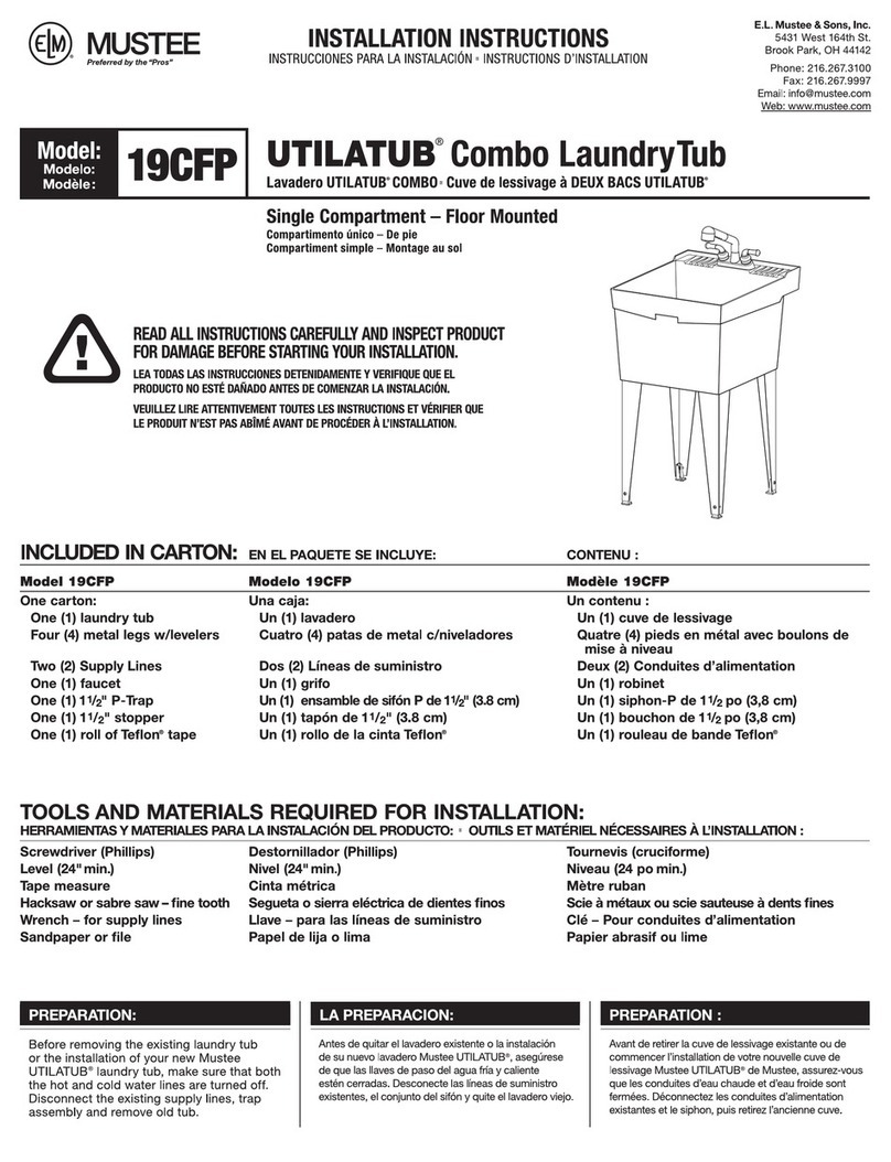 Mustee UTILATUB 19CFP installation instructions