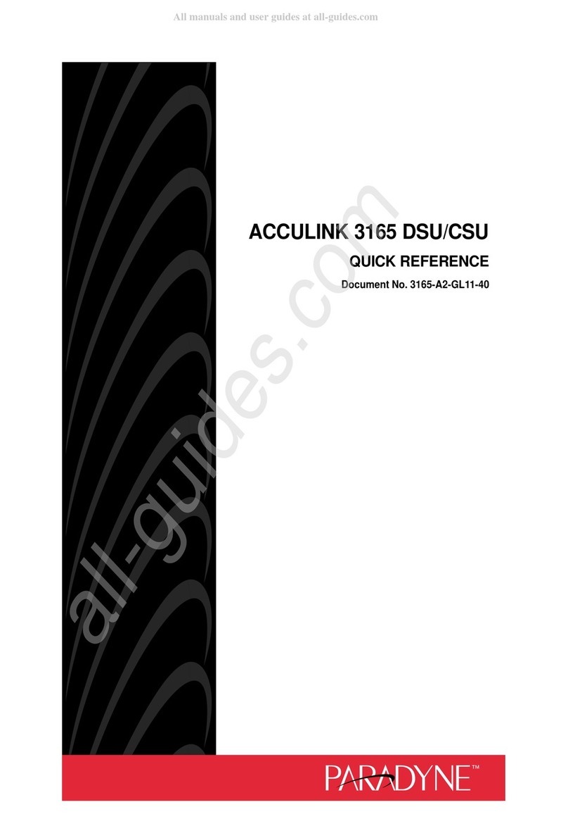 Paradyne Acculink 3165 DSU quick reference