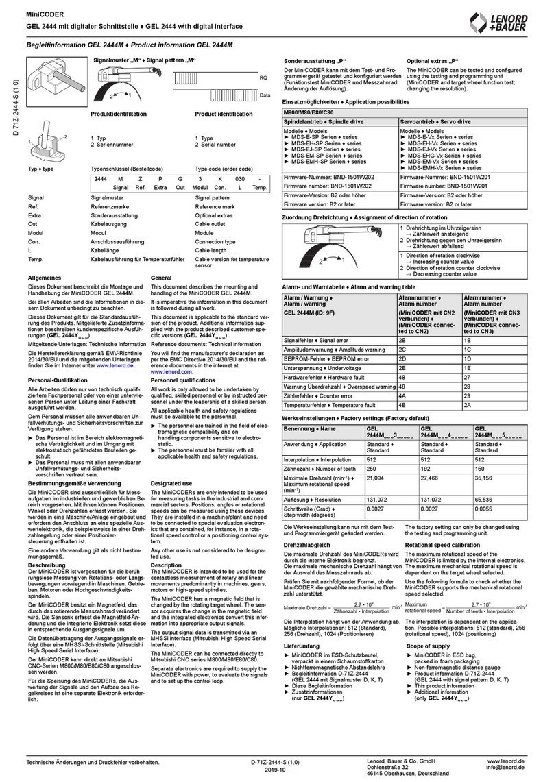 Lenord, Bauer MiniCODER GEL 2444 User manual