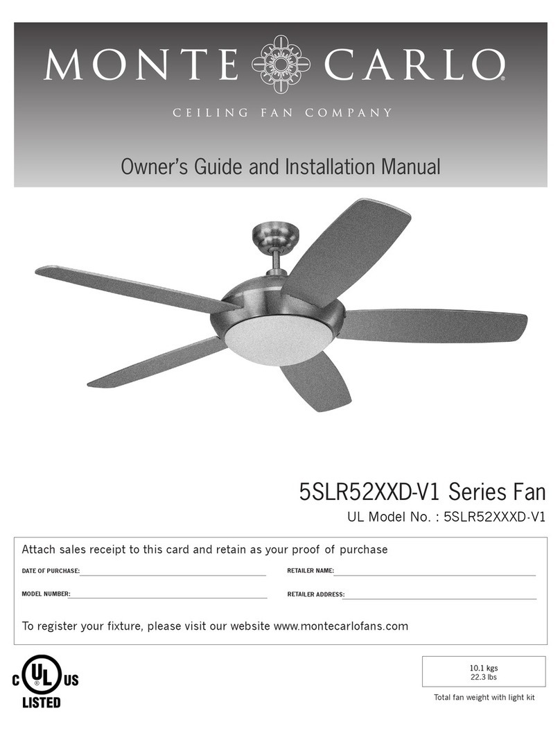 Monte Carlo Fan Company 5SLR52 D-V1 Series Owner's guide and installation manual
