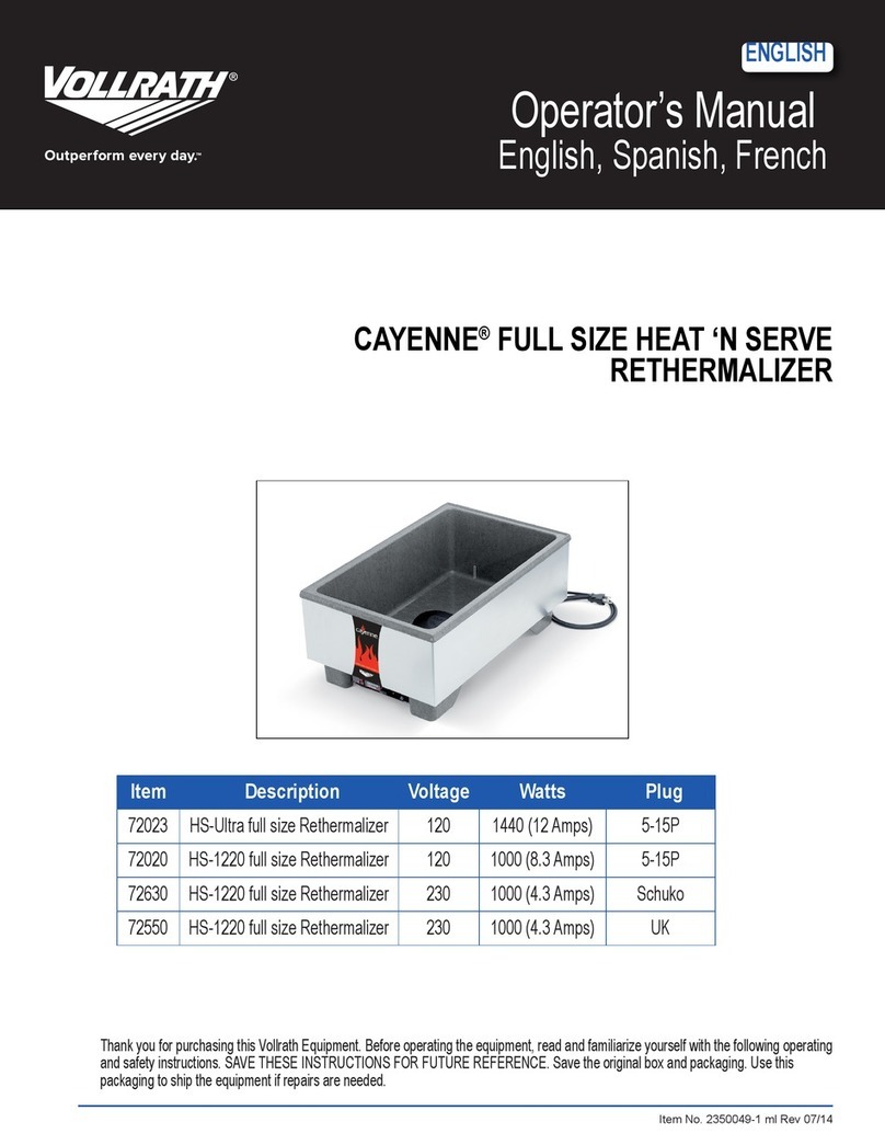 Vollrath 72020 User manual
