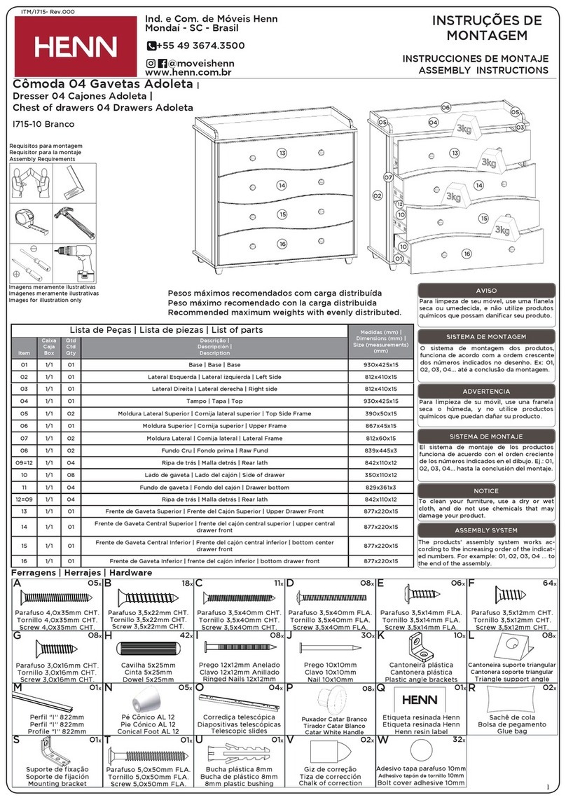 HENN Adoleta I715-10 Assembly instructions HENN Adoleta I715-10 Assembly instructions