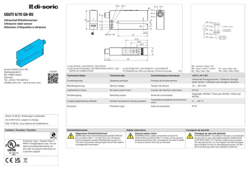 Di-soric UGUTI 6/70 G6-B5 User manual