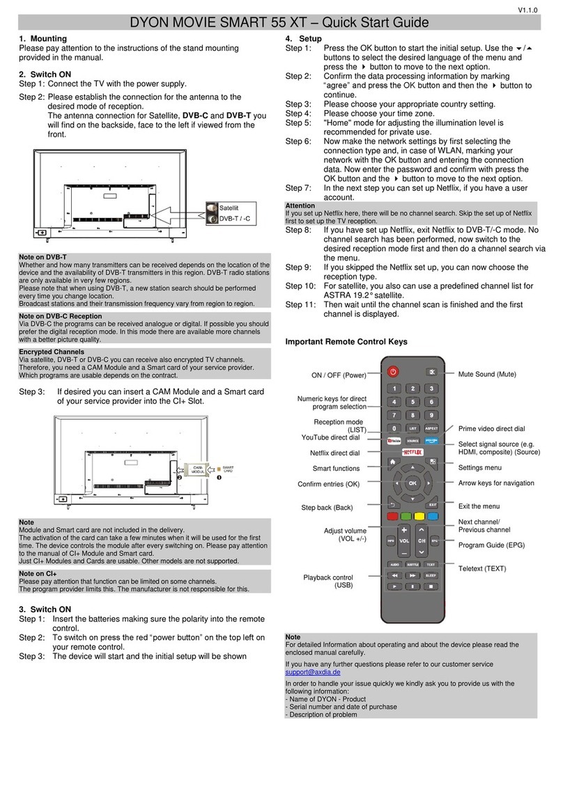 Dyon MOVIE SMART 55 XT quick start guide