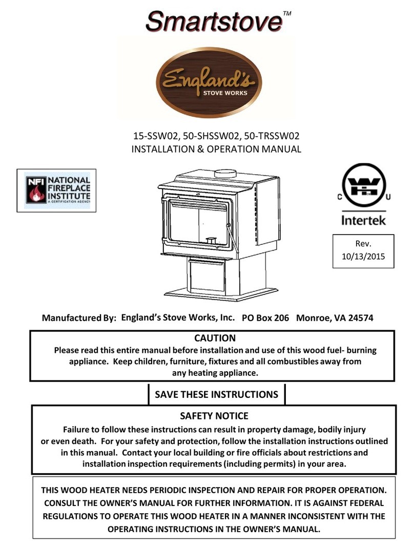 England's Stove Works Smartstove 50-SHSSW02 Installation & operation manual