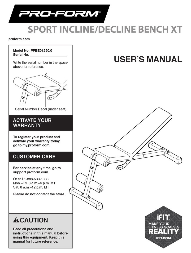 ICON Health & Fitness PRO-FORM SPORT INCLINE/DECLINE BENCH XT User manual