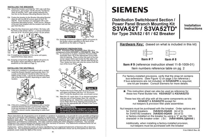 Siemens S3VA52T installation instructions