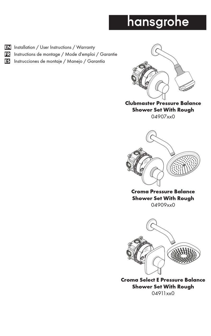 Hans Grohe Croma Pressure Balance Shower Set With Rough 04909 0... Installation/User Instructions/Warranty Hans Grohe Croma Pressure Balance Shower Set With Rough 04909 0... Installation/User Instructions/Warranty