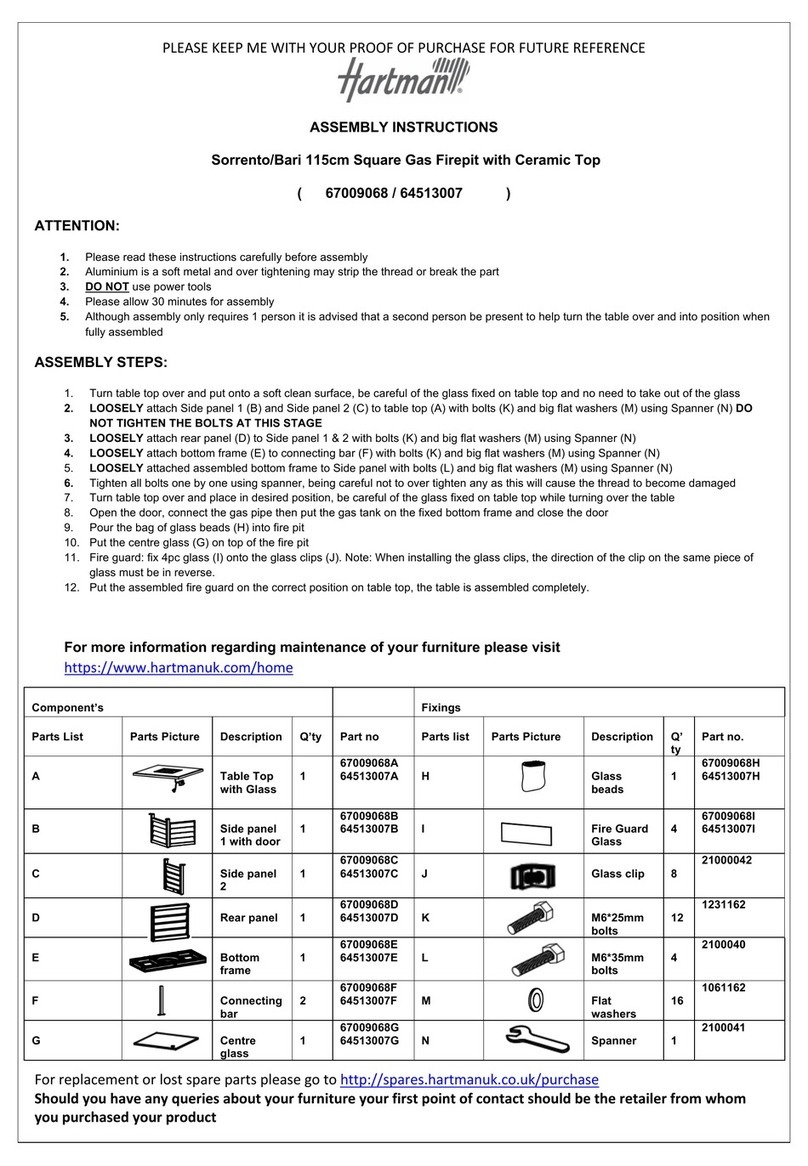 Hartman Sorrento Assembly instructions