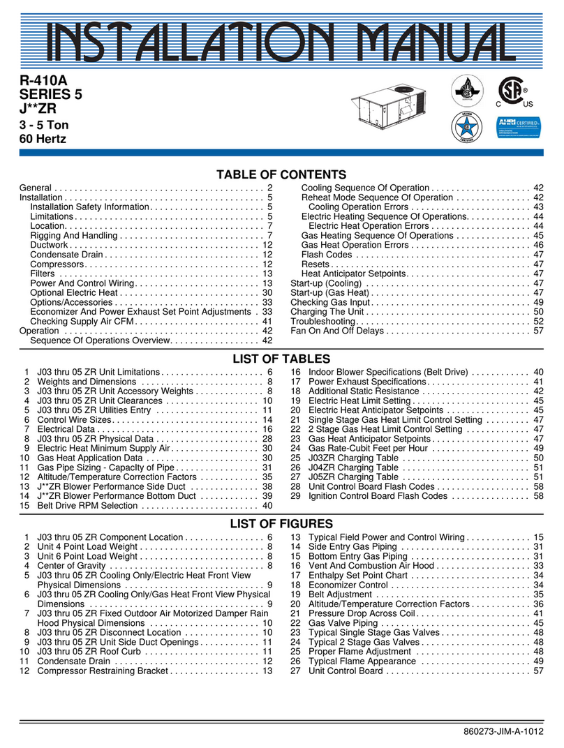 Johnson Controls Unitary Products 5 Series User manual
