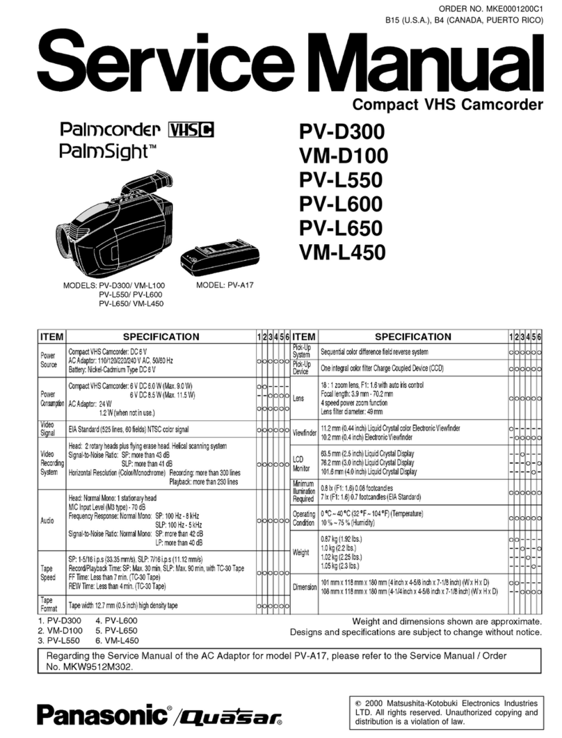 Panasonic Quasar PV-D300 User manual