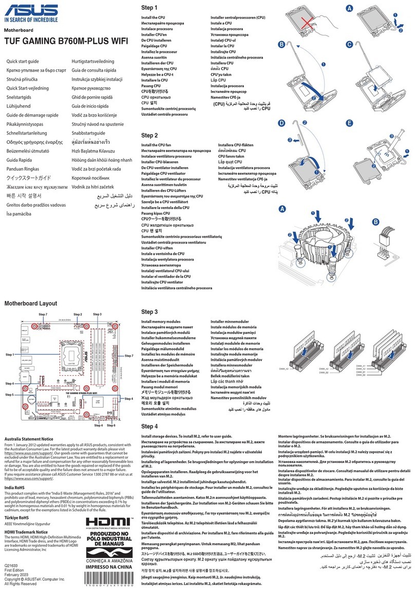 Asus TUF GAMING B760M-PLUS WIFI D4 quick start guide