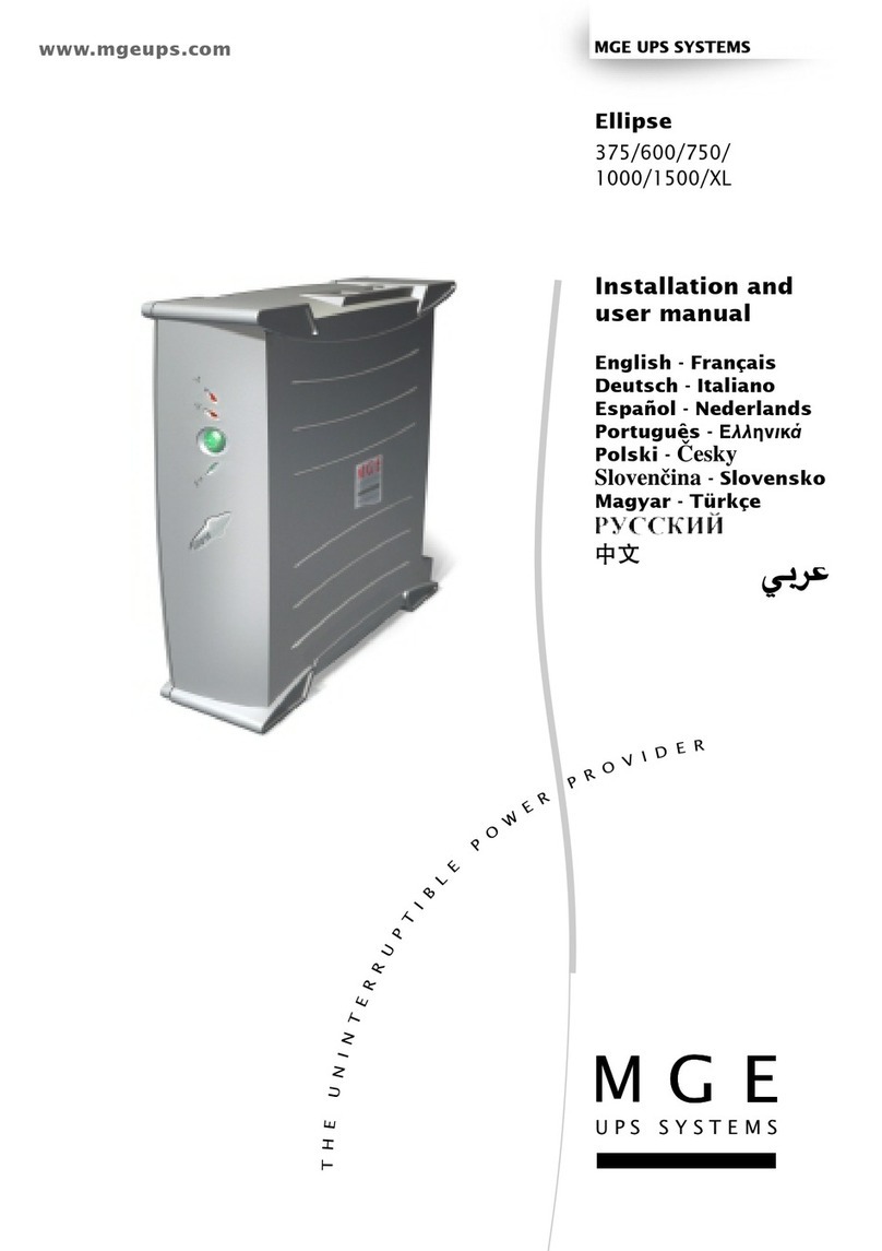 MGE UPS Systems Ellipse 600 Installation and user manual