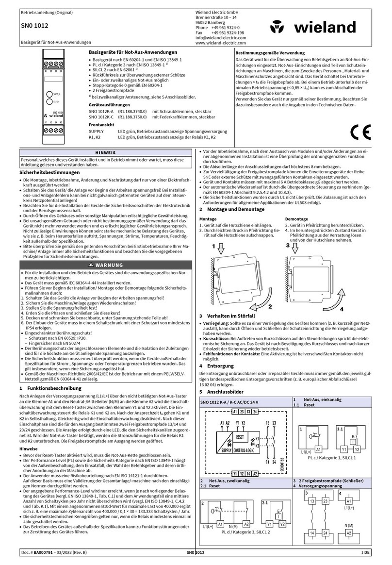 Wieland SNO 1012 operating instructions