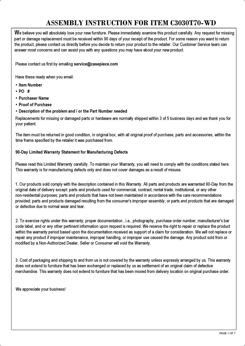 overstock C3030T70-WD Assembly instruction