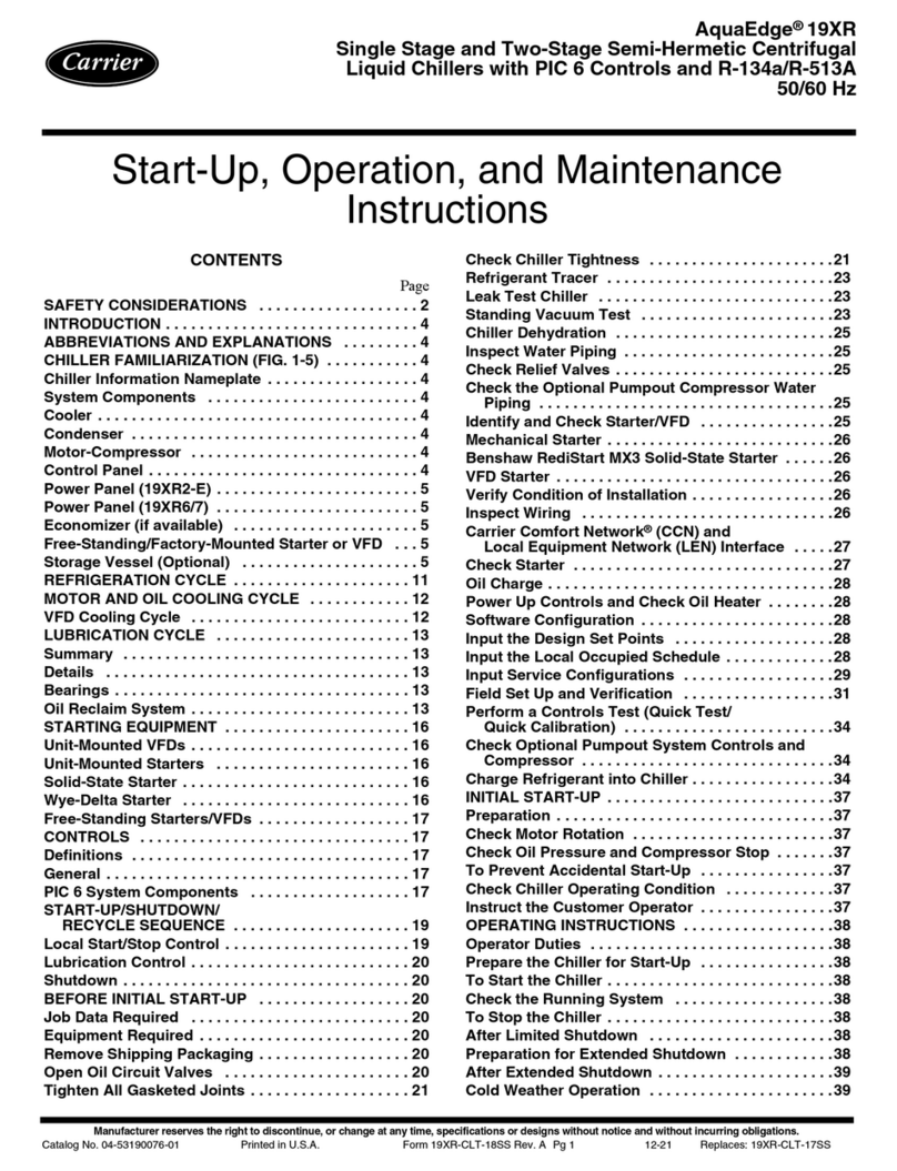 Carrier AquaEdge 19XR Start-up, operation and maintenance instructions