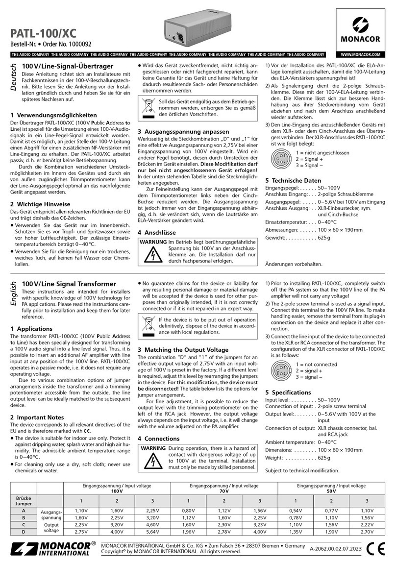 Monacor PATL-100/XC User manual