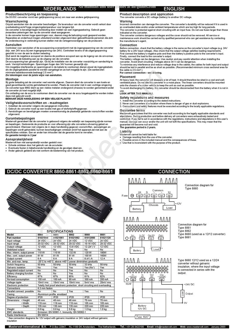 Mastervolt International 8860 quick start guide