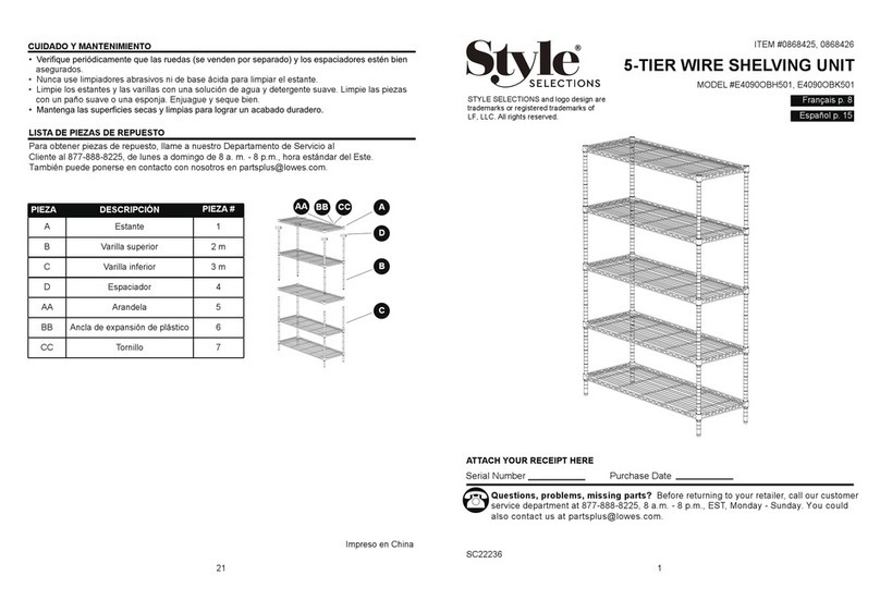 Style selections E4090OBH501 manual