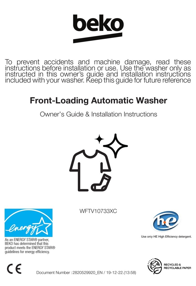 Beko WFTV10733XC Owner's guide & installation instructions Beko WFTV10733XC Owner's guide & installation instructions