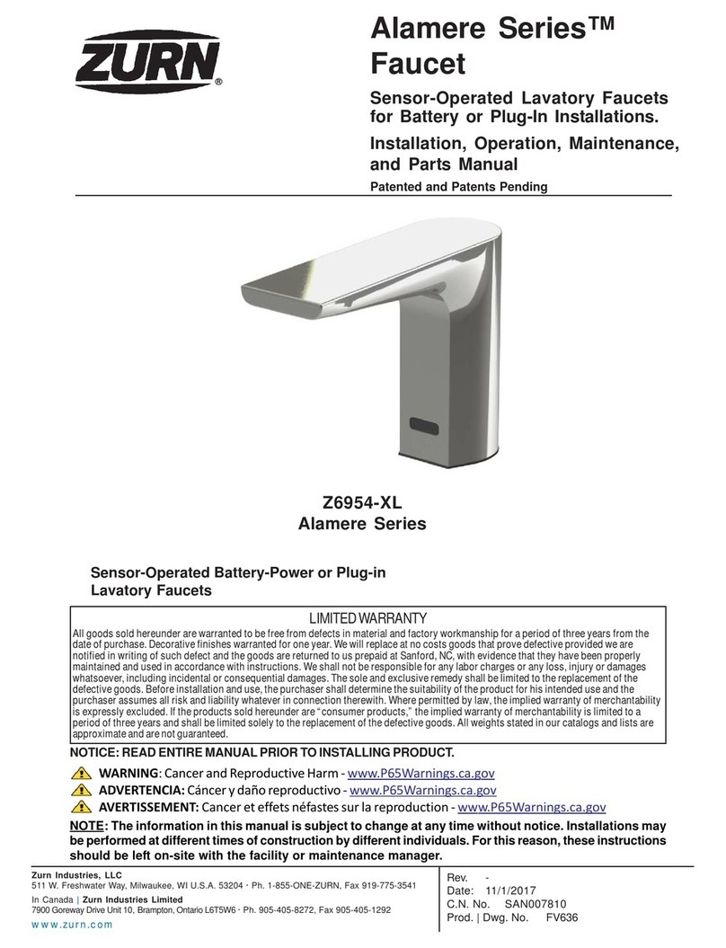 ZURN Alamere Z6954-XL Installation, operation, maintenance and parts manual