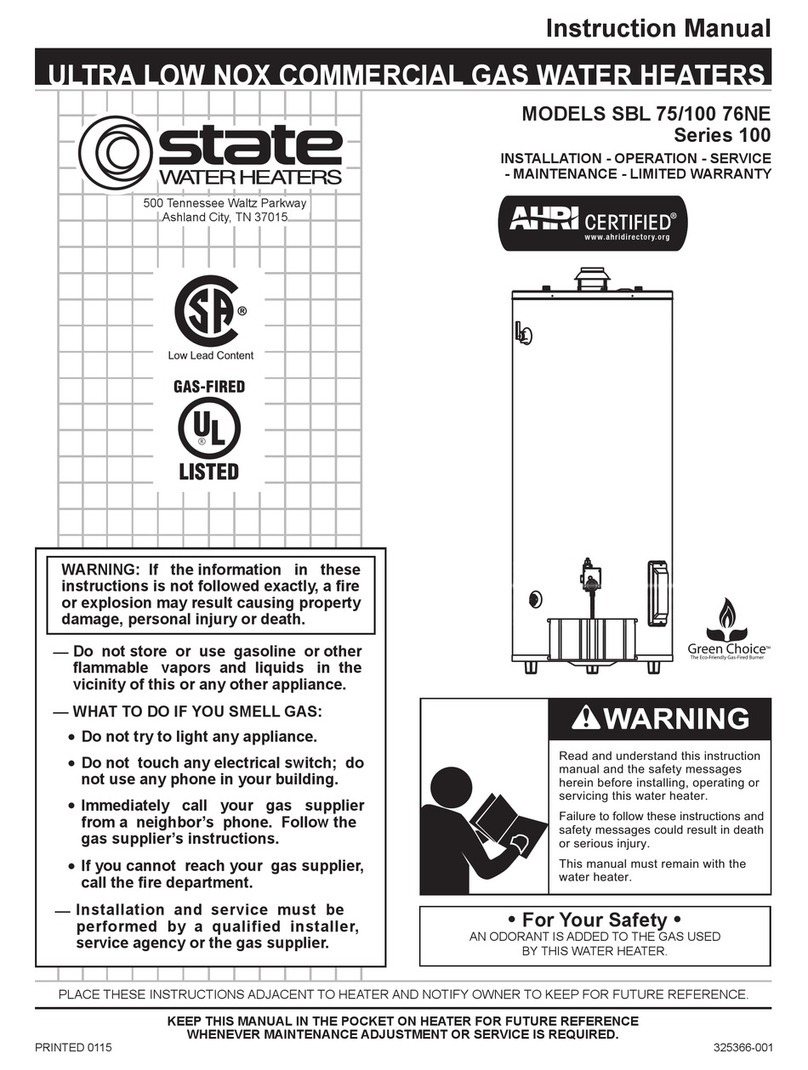 State Water Heaters SBL 100 76NE instruction manual