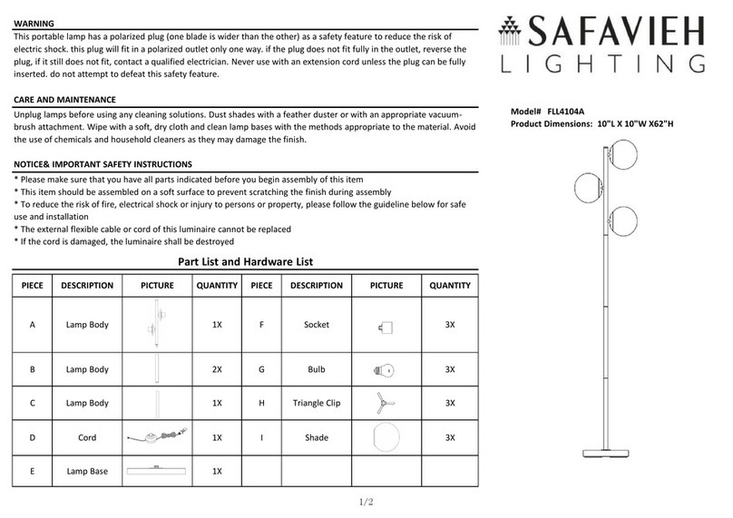 Safavieh Lighting DEVLYN FLL4104A User manual Safavieh Lighting DEVLYN FLL4104A User manual