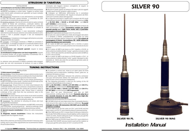 Sirio Antenne SILVER 90 installation manual