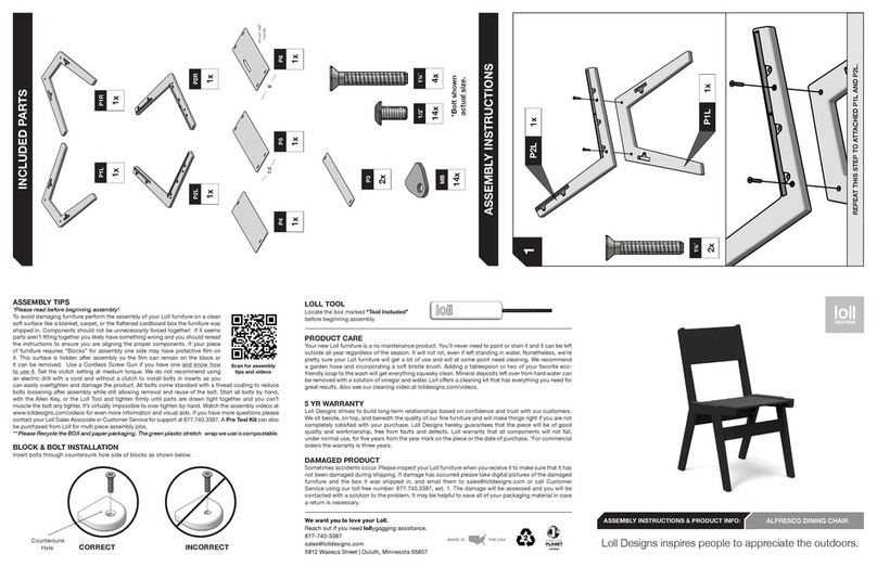 Loll Designs ALFRESCO DINING CHAIR User manual Loll Designs ALFRESCO DINING CHAIR User manual