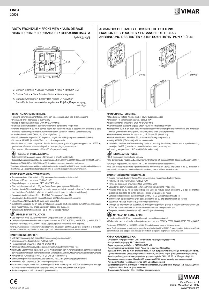 Vimar LINEA 30506 User manual