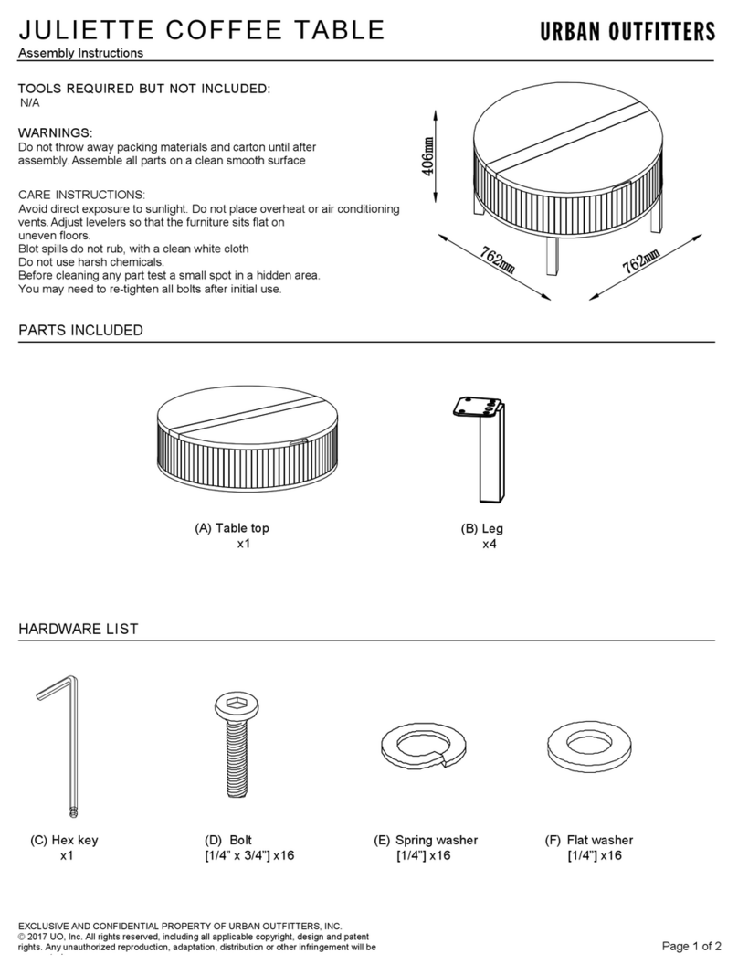 URBAN OUTFITTERS JULIETTE COFFEE TABLE Assembly instructions URBAN OUTFITTERS JULIETTE COFFEE TABLE Assembly instructions