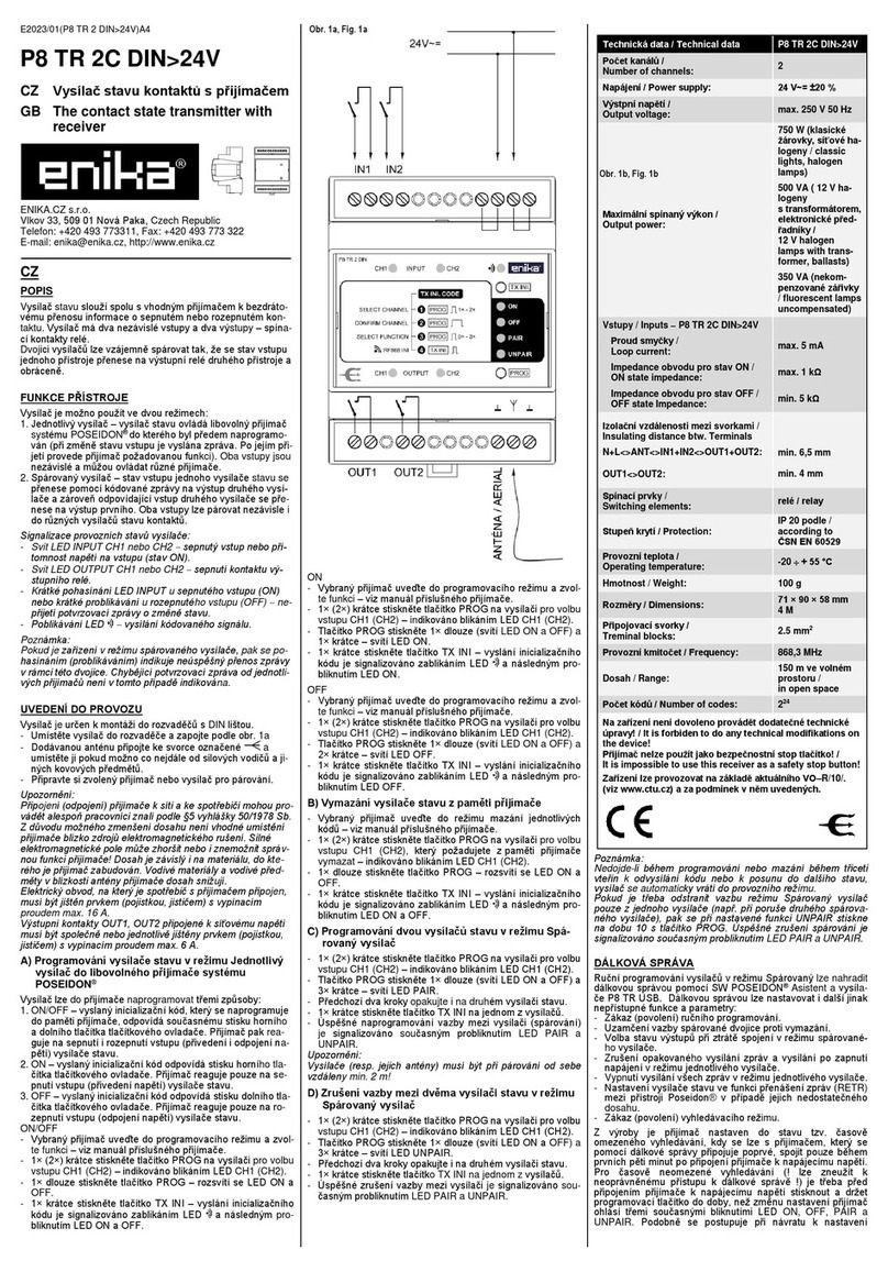 enika P8 TR 2C DIN-24V User manual