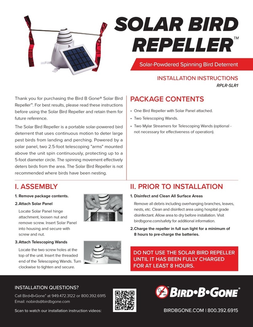 Bird b gone SOLAR BIRD REPELLER RPLR-SLR1 installation instructions