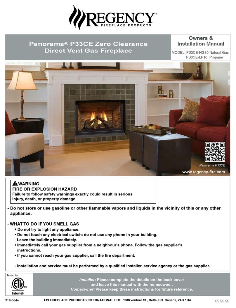 Regency Fireplace Products Panorama P33CE Series Owners & installation manual Regency Fireplace Products Panorama P33CE Series Owners & installation manual