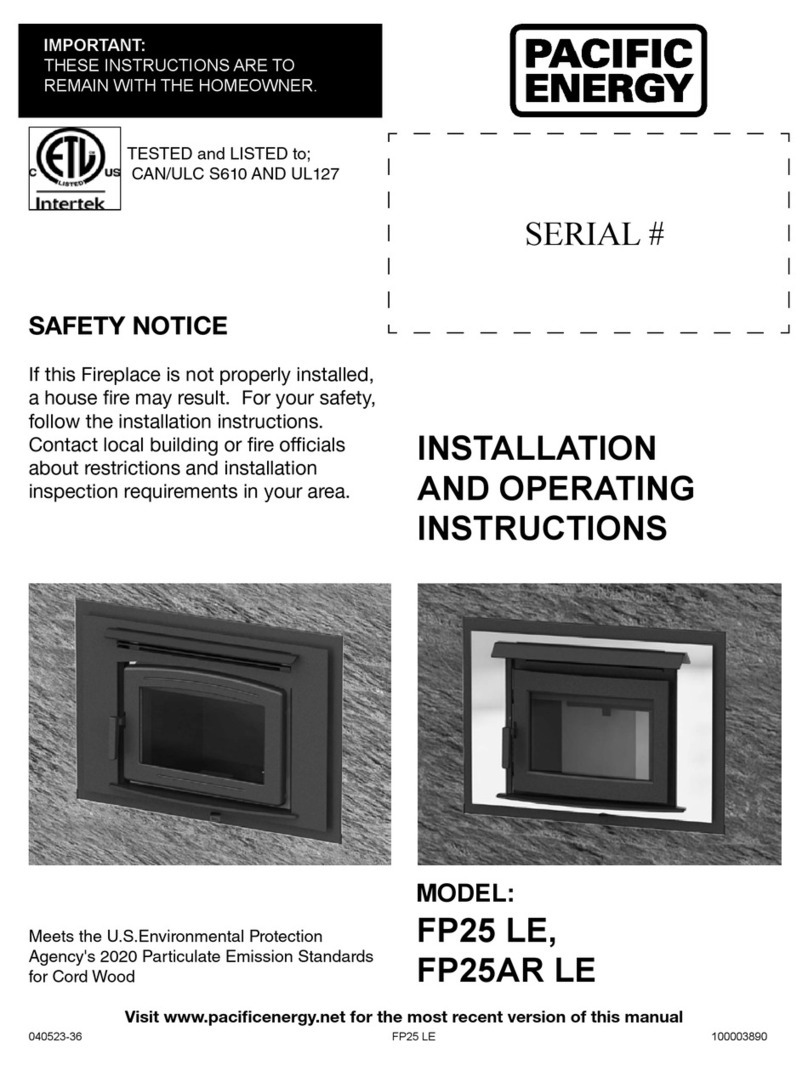 Pacific energy FP25 LE Installation and operating instructions