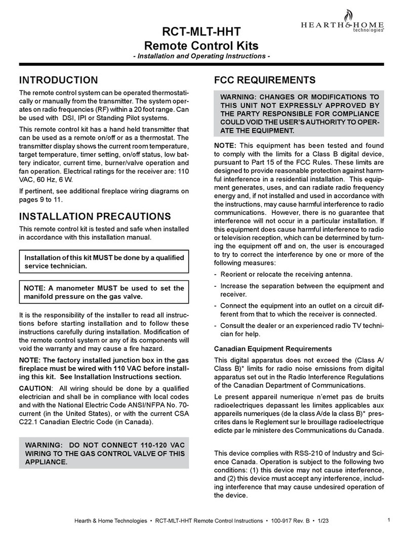 Hearth & Home RCT-MLT-HHT User manual Hearth & Home RCT-MLT-HHT User manual