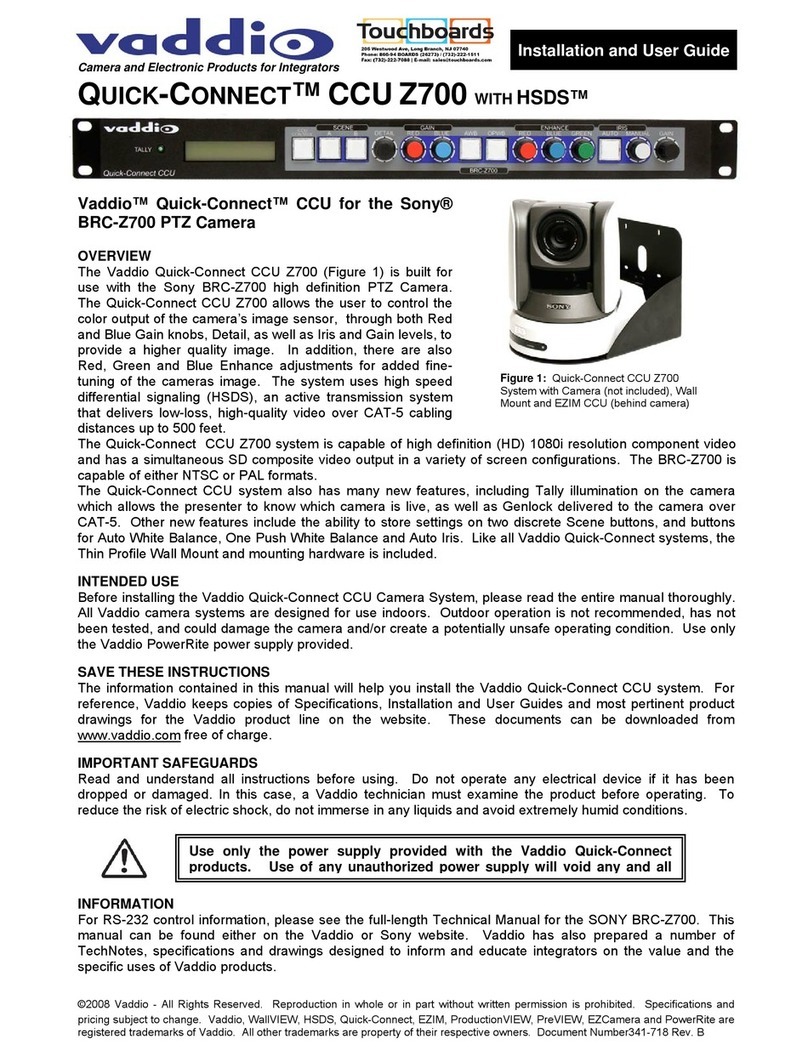 VADDIO QUICK-CONNECT CCU Z700 Installation and user guide