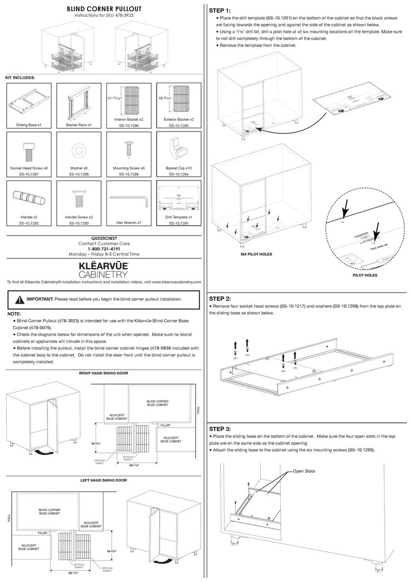 Klëarvue Cabinetry 478-3923 User manual