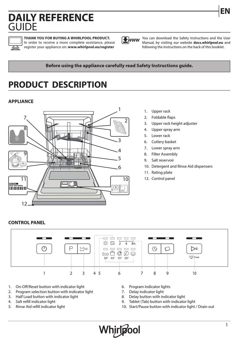 Whirlpool WFE 2B19 Installation and operation manual