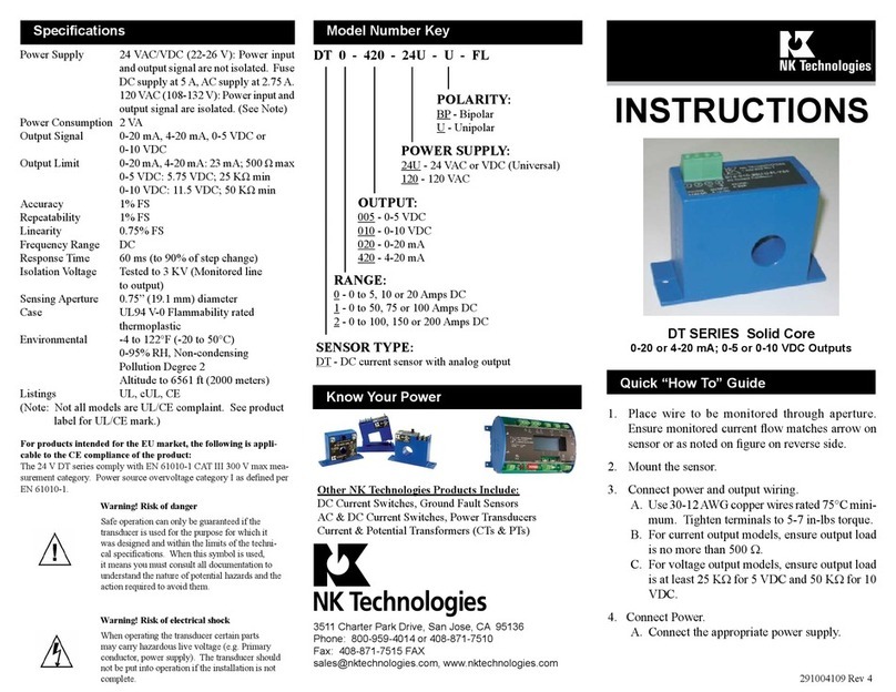 NK TECHNOLOGIES DT Series User manual