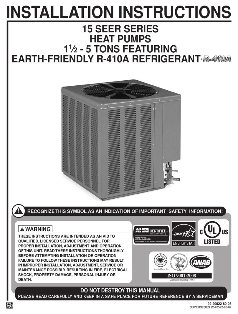 Rheem 15 SEER Series User manual Rheem 15 SEER Series User manual