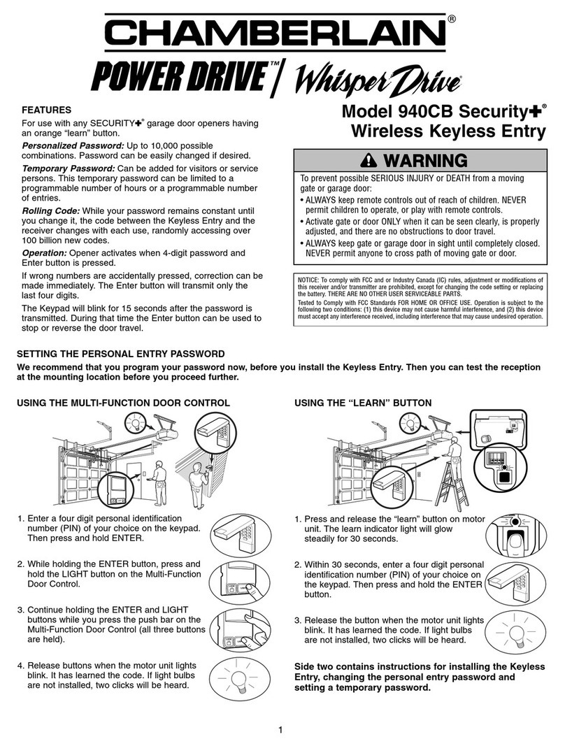 Chamberlain POWER DRIVE Whisper Drive 940CB User manual