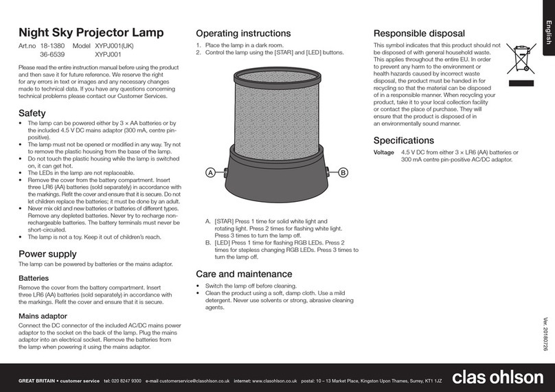 Clas Ohlson XYPJ001UK operating instructions