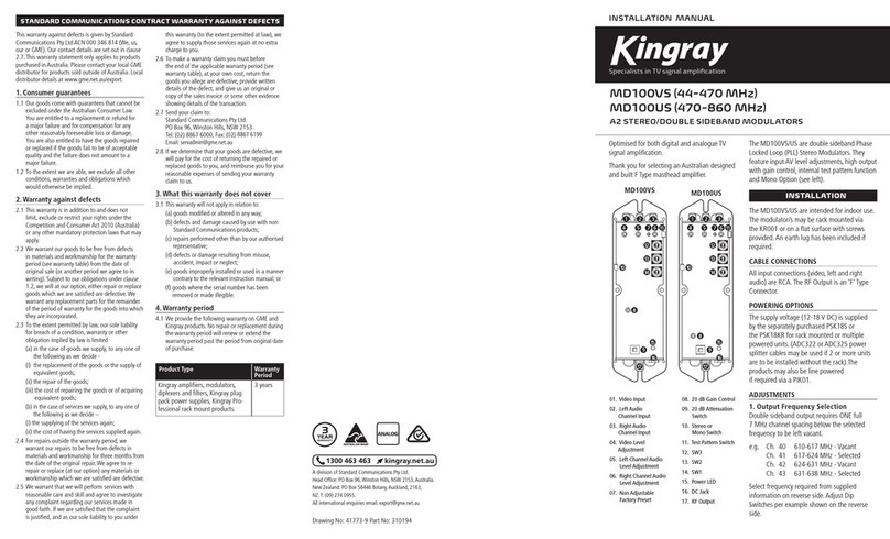 Kingray MD100VS installation manual