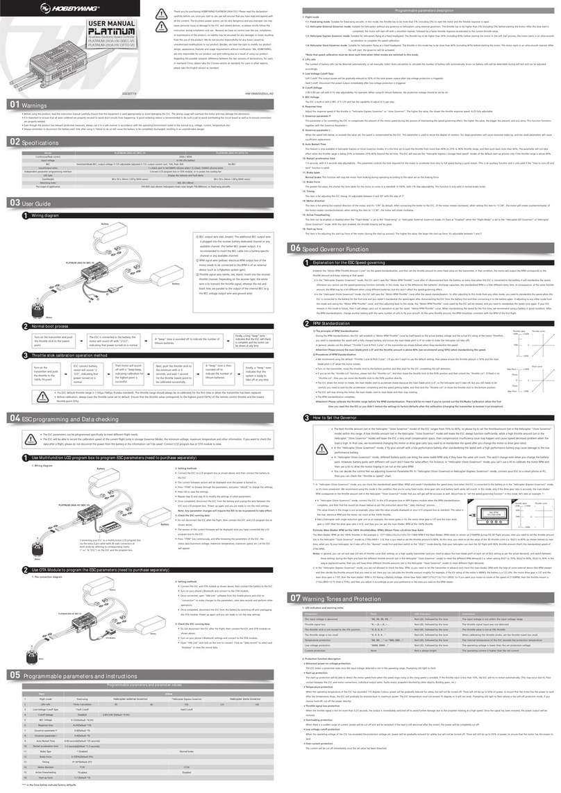 Hobby-Wing PLATINUM-260A-HV-SBEC-V5 user manual