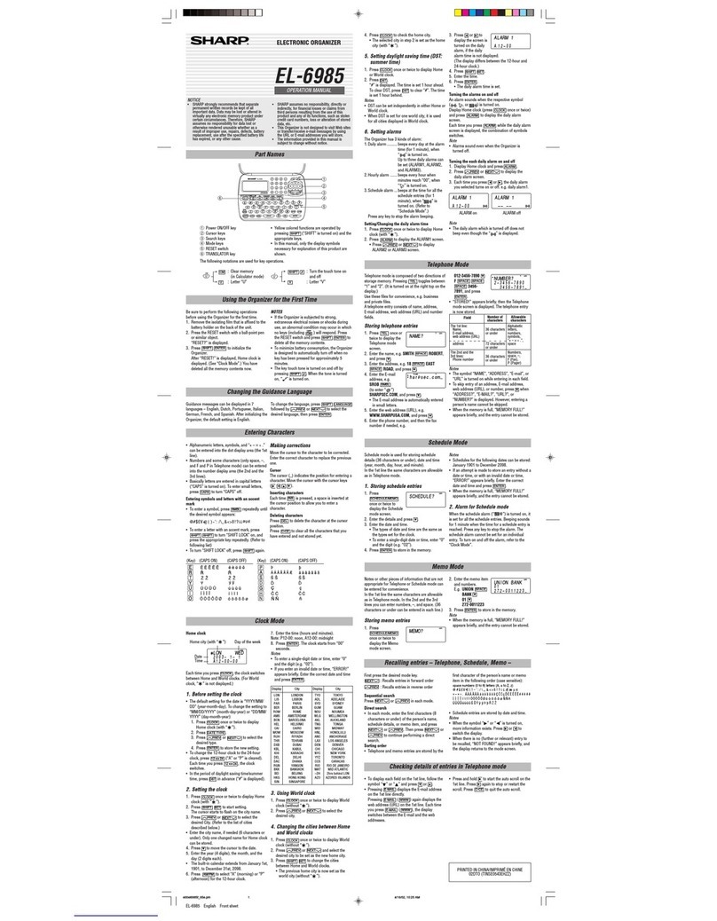 Sharp EL-6985 Operation manual