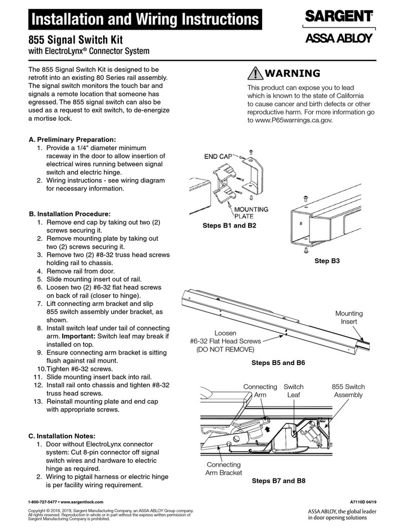 Assa Abloy Sargent 855 Installation and wiring instructions Assa Abloy Sargent 855 Installation and wiring instructions