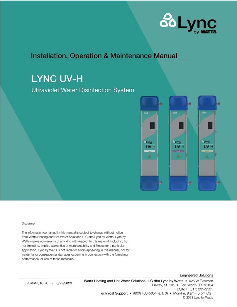 Watts LYNC UV-H Instruction manual