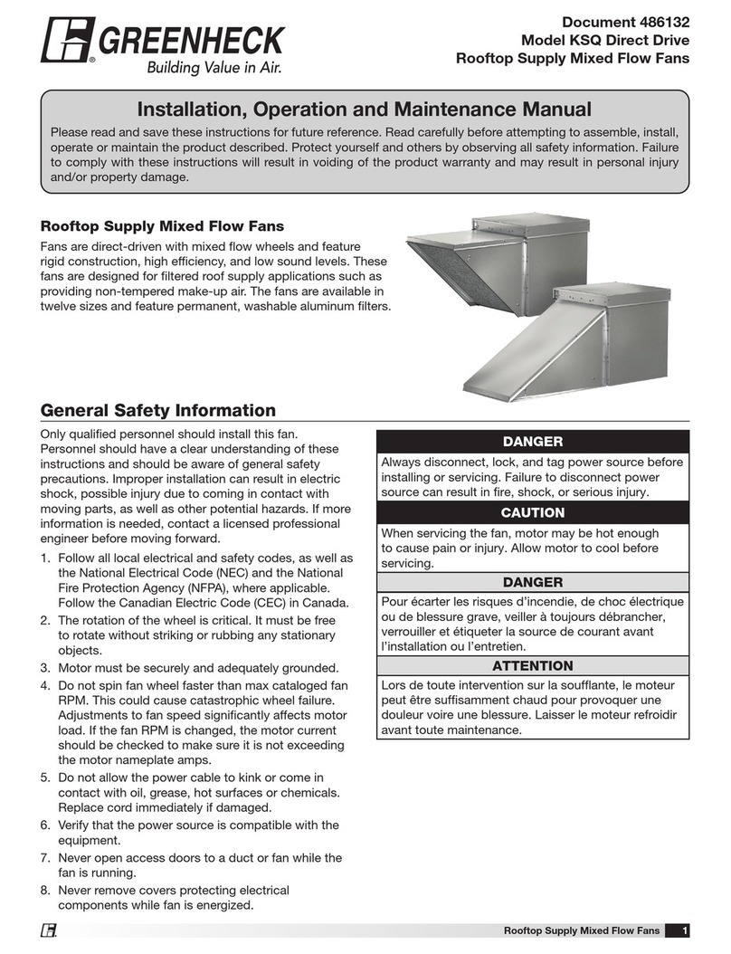 Greenheck KSQ Installation, operation and maintenance manual