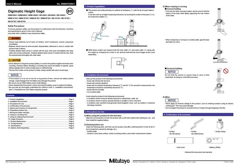 Mitutoyo HDM-30AX User manual